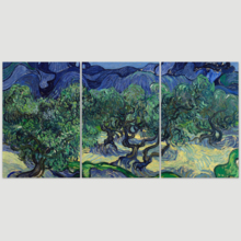 3 Panel Canvas Wall Art - The Olive Trees by Vincent Van Gogh - Giclee Print Gallery Wrap Modern Home Art Ready to Hang - 24"x36" x 3 Panels