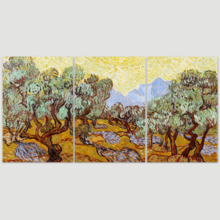 3 Panel Canvas Wall Art - Olive Trees by Vincent Van Gogh - Giclee Print Gallery Wrap Modern Home Art Ready to Hang - 24"x36" x 3 Panels
