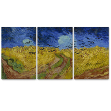 3 Panel Canvas Wall Art - Wheatfield with Crows by Vincent Van Gogh - Giclee Print Gallery Wrap Modern Home Art Ready to Hang - 24"x36" x 3 Panels