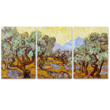 3 Panel Canvas Wall Art - Olive Trees by Vincent Van Gogh - Giclee Print Gallery Wrap Modern Home Art Ready to Hang - 16"x24" x 3 Panels