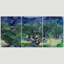 3 Panel Canvas Wall Art - The Olive Trees by Vincent Van Gogh - Giclee Print Gallery Wrap Modern Home Art Ready to Hang - 16"x24" x 3 Panels