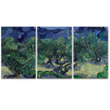 3 Panel Canvas Wall Art - The Olive Trees by Vincent Van Gogh - Giclee Print Gallery Wrap Modern Home Art Ready to Hang - 16"x24" x 3 Panels