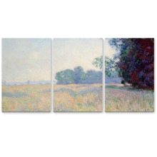 Old Field With Poppies by Claude Monet - 3 Panel Canvas Art