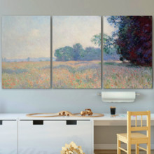 Old Field With Poppies by Claude Monet - 3 Panel Canvas Art