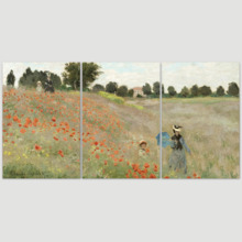 Poppies (Poppy Field) by Claude Monet - 3 Panel Canvas Print