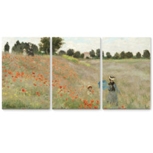 Poppies (Poppy Field) by Claude Monet - 3 Panel Canvas Print