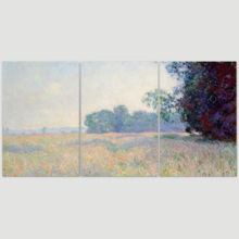 Old Field With Poppies by Claude Monet - 3 Panel Canvas Art
