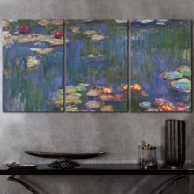 Water-Lilies by Claude Monet - 3 Panel Canvas Art