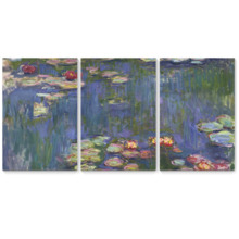 Water-Lilies by Claude Monet - 3 Panel Canvas Art