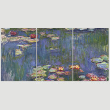 Water-Lilies by Claude Monet - 3 Panel Canvas Art