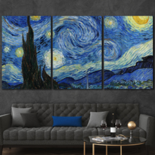 Starry Night by Van Gogh - 3 Piece Canvas Print