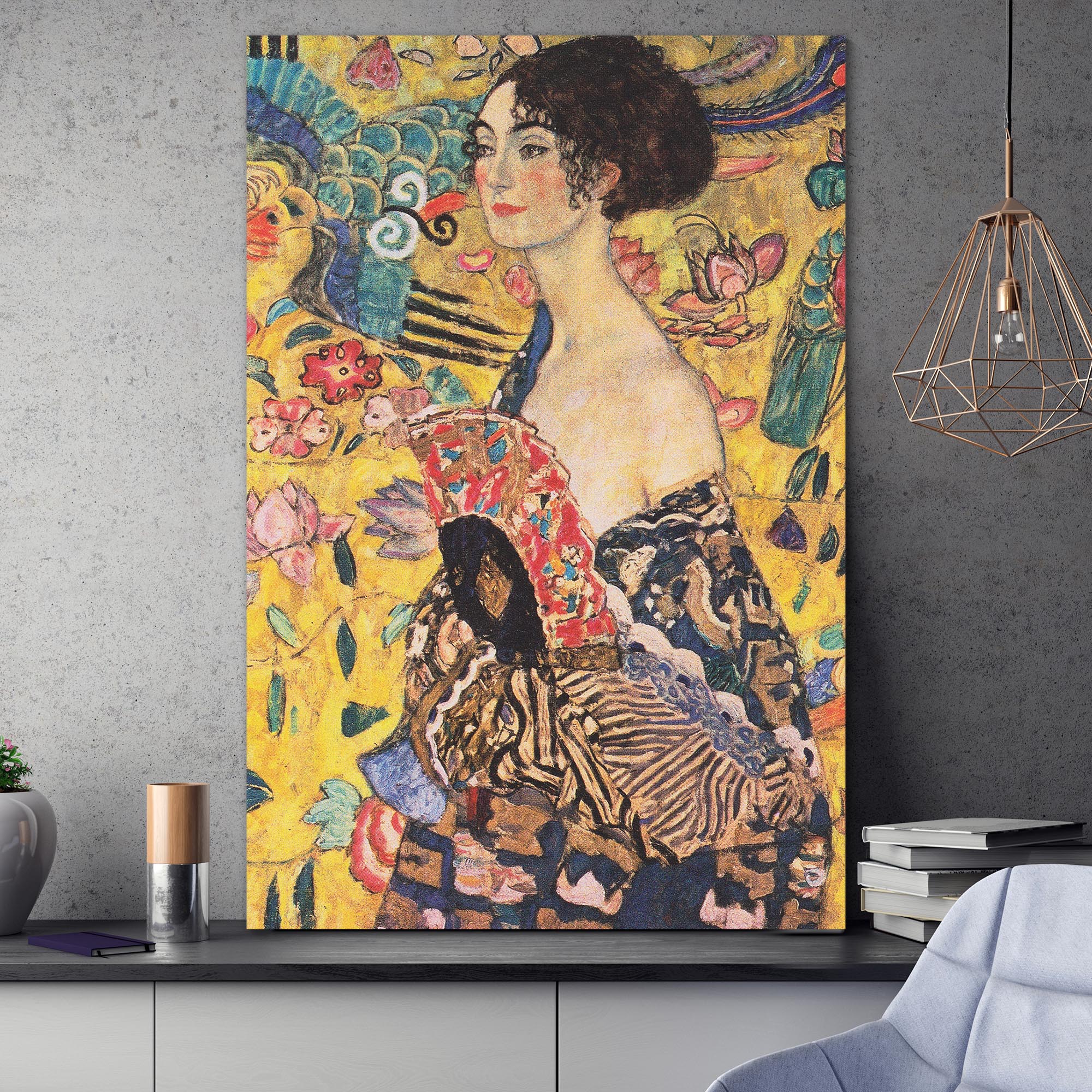 Lady With Fan by Gustav Klimt (Portrait) - Canvas Art