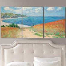 Path in the Wheat at Pourville by Claude Monet - 3 Panel Canvas Art