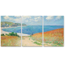 Path in the Wheat at Pourville by Claude Monet - 3 Panel Canvas Art