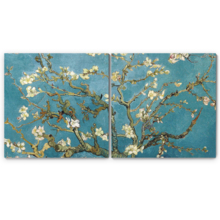 2 Panel Square Canvas Wall Art - Almond Blossom by Vincent Van Gogh - Giclee Print Gallery Wrap Modern Home Art Ready to Hang - 16"x16" x 2 Panels