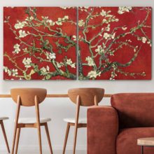 Red Almond Blossom by Van Gogh - Canvas Print