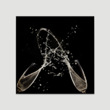 Square Canvas Wall Art - Two Glasses with Wine Splash - Giclee Print Gallery Wrap Modern Home Art Ready to Hang - 24x24 inches