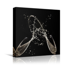 Square Canvas Wall Art - Two Glasses with Wine Splash - Giclee Print Gallery Wrap Modern Home Art Ready to Hang - 24x24 inches