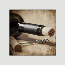 Square Canvas Wall Art - Corkscrew and Wine Bottle - Giclee Print Gallery Wrap Modern Home Art Ready to Hang - 16x16 inches