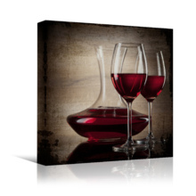 Square Canvas Wall Art - Red Wine in Glasses - Giclee Print Gallery Wrap Modern Home Art Ready to Hang - 12x12 inches