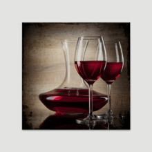 Square Canvas Wall Art - Red Wine in Glasses - Giclee Print Gallery Wrap Modern Home Art Ready to Hang - 12x12 inches