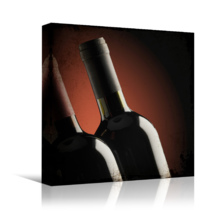 Square Canvas Wall Art - Wine Bottles - Giclee Print Gallery Wrap Modern Home Art Ready to Hang - 16x16 inches