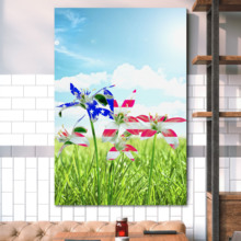 Canvas Wall Art - US Flag on Flower - Modern Home Art Stretched and Framed Ready to Hang - 12x18 inches