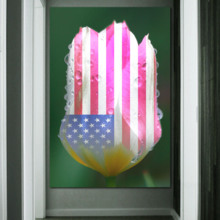 Canvas Wall Art - US Flag on Flower - Modern Home Art Stretched and Framed Ready to Hang - 12x18 inches