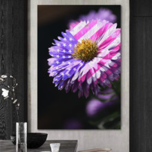 Canvas Wall Art - US Flag on Flower - Modern Home Art Stretched and Framed Ready to Hang - 12x18 inches