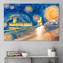 Canvas Wall Art Van Gogh Starry Night Painting Artwork for Home Prints Framed - 12x18 inches