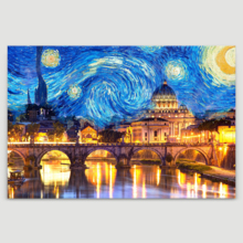 Canvas Wall Art Van Gogh Starry Night Painting Artwork for Home Prints Framed - 12x18 inches