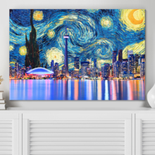 Canvas Wall Art Van Gogh Starry Night Painting Artwork for Home Prints Framed - 12x18 inches