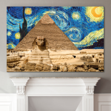 Canvas Wall Art Van Gogh Starry Night Painting Artwork for Home Prints Framed - 12x18 inches