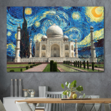 Canvas Wall Art Van Gogh Starry Night Painting Artwork for Home Prints Framed - 12x18 inches