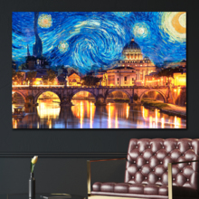 Canvas Wall Art Van Gogh Starry Night Painting Artwork for Home Prints Framed - 32x48 inches