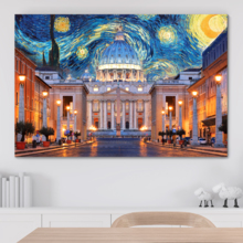 Canvas Wall Art Van Gogh Starry Night Painting Artwork for Home Prints Framed - 12x18 inches