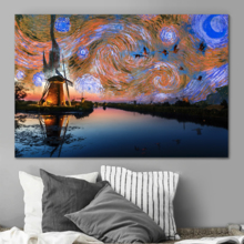 Canvas Wall Art Van Gogh Starry Night Painting Artwork for Home Prints Framed - 12x18 inches