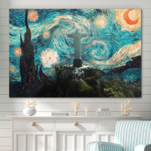 Canvas Wall Art Van Gogh Starry Night Painting Artwork for Home Prints Framed - 12x18 inches