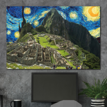 Canvas Wall Art Van Gogh Starry Night Painting Artwork for Home Prints Framed - 12x18 inches