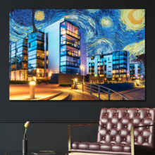 Canvas Wall Art Van Gogh Starry Night Painting Artwork for Home Prints Framed - 32x48 inches