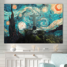 Canvas Wall Art Van Gogh Starry Night Painting Artwork for Home Prints Framed - 16x24 inches