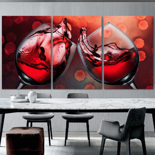 Framed 4 Pcs Red Wine Splash Wall Art Decor Painting Canvas Print Food Pictures 