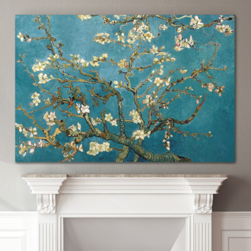 Wall26 Canvas Print Wall Art - Almond Blossoms by Vincent Van Gogh Reproduction on Canvas Stretched Gallery Wrap. Ready to Hang - 16 inchx24 inch